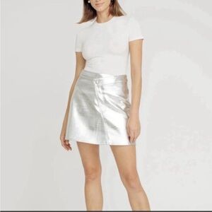 •Torn by Ronny Kobo•  NET metallic silver crossover mini skirt